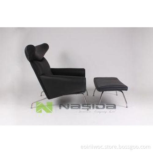 High Back SS Leg OX Living Room Lounge Chairs with Ottoman